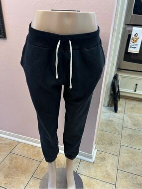 Black Drawstring Jogger Pants with White Tie